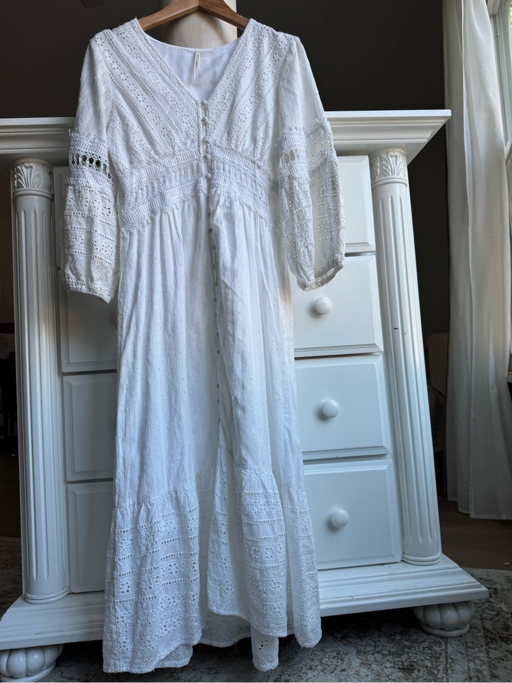 Anthropologie White Lace Maxi Dress Women’s US 4 / EU 36 - Picture 2 of 12